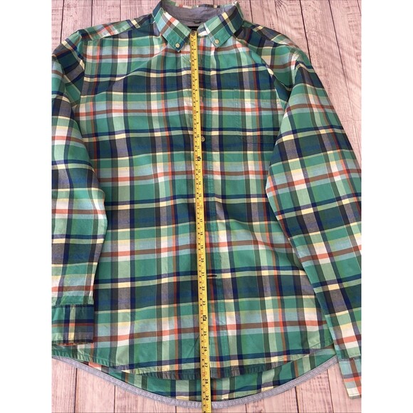Tommy Hilfiger Mens Button Down Shirt Green Plaid Classic Fit Long Sleeve  XL - Picture 8 of 12